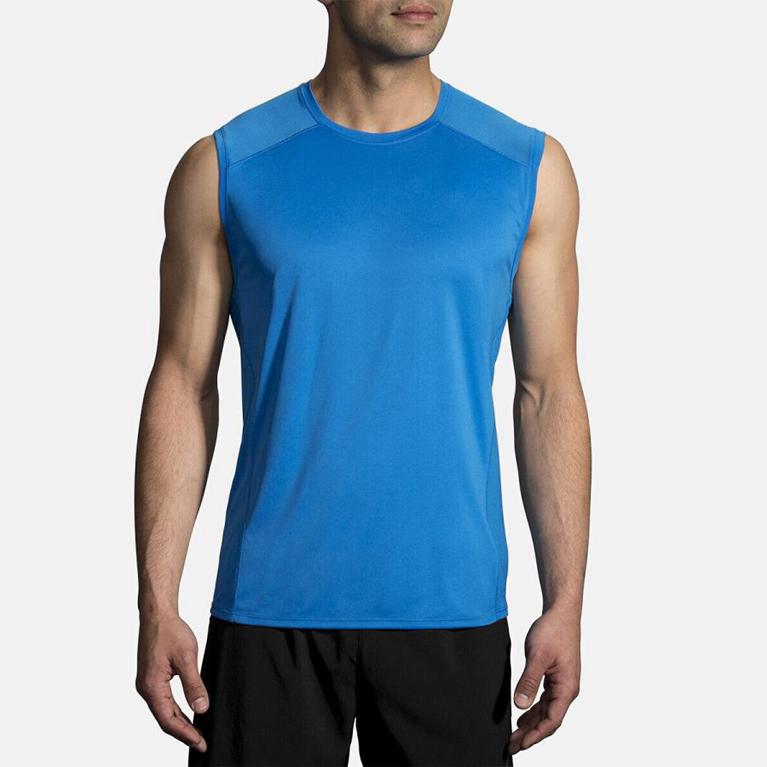 Brooks Stealthless Running Tank Top - Men's - Blue (81326-XPTG)